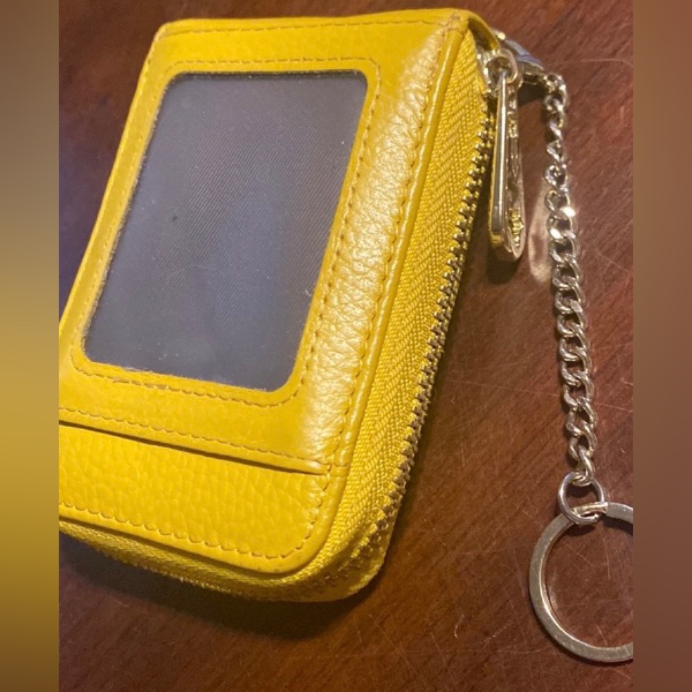 Yellow Leather Wallet with Chain
